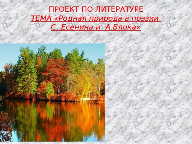 ПРОЕКТ ПО ЛИТЕРАТУРЕ  ТЕМА «Родная природа в поэзии  С. Есенина и А.Блока»