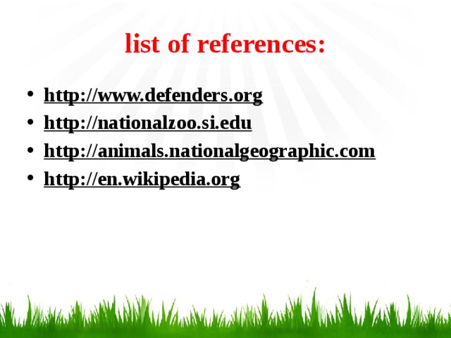 list of references: