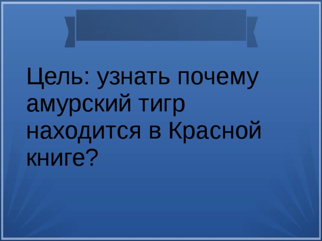 Цель: узнать почему амурский тигр находится в Красной книге? Цель: узнать почему амурский тигр находится в Красной книге?