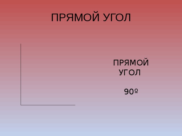 ПРЯМОЙ УГОЛ ПРЯМОЙ УГОЛ 90º