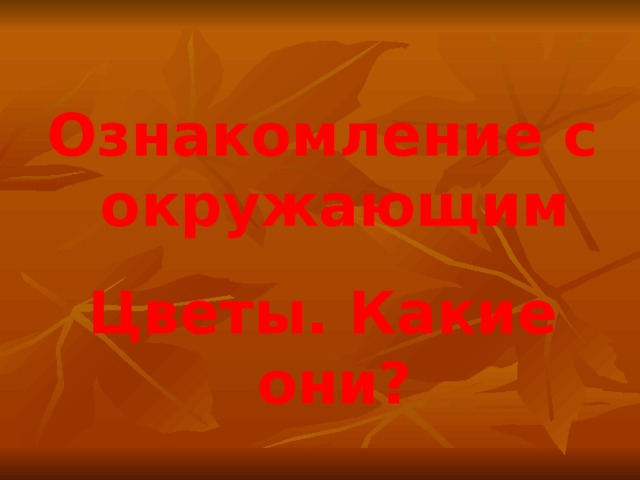 Ознакомление с окружающим  Цветы. Какие они?