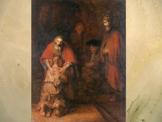 и т. н. « Еврейская невеста » По технике исполнения им созвучны последние картины, объединённые семейной темой, — неоконченное « Возвращение блудного сына »(1666/1669),