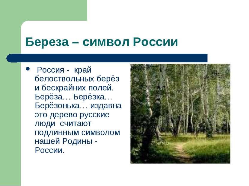 Презентация береза символ россии для начальной школы