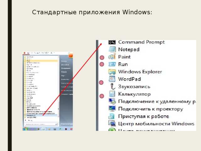 Стандартные приложения Windows: