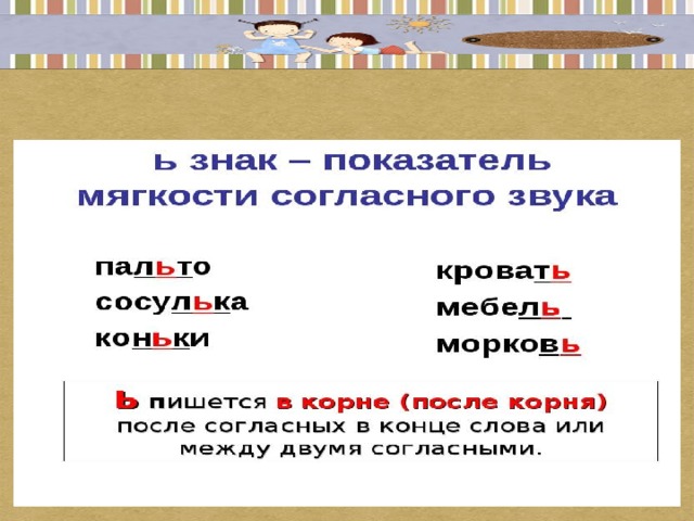 Буква ь как показатель мягкости согласных звуков 1 класс школа россии презентация