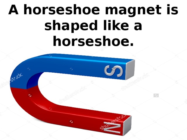 A horseshoe magnet is shaped like a horseshoe.