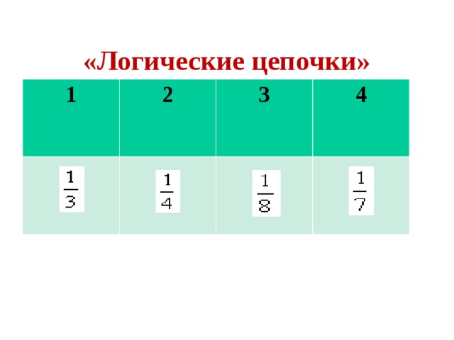 «Логические цепочки» 1 2 3 4