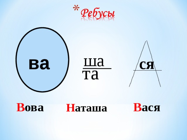 ______________ ______________ ша ва ся та ___________ В ова В ася Н аташа