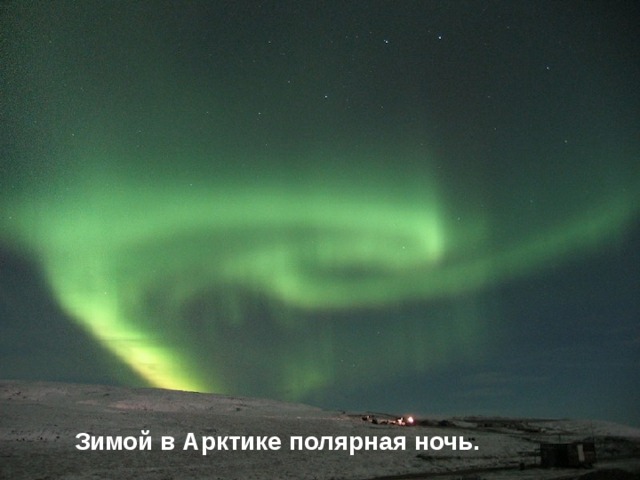 Зимой в Арктике полярная ночь.