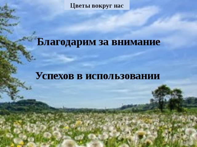 Благодарим за внимание Успехов в использовании