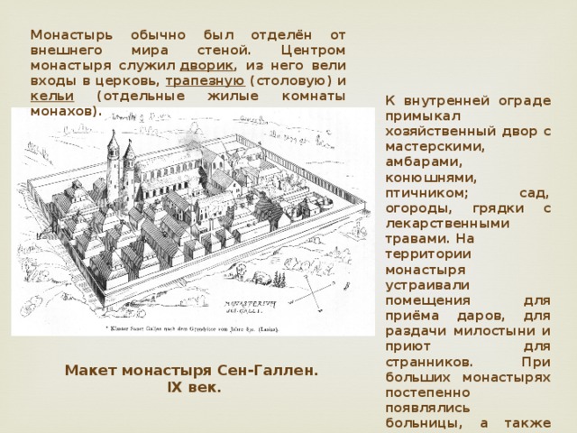 Структура монастыря. План монастыря в средневековье. Средневековый монастырь Санкт Галлен проект. План схема монастыря средневековья. План монастыря в раннее средневековье.