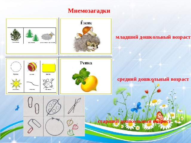 Мнемозагадки младший дошкольный возраст средний дошкольный возраст старший  дошкольный  возраст 2