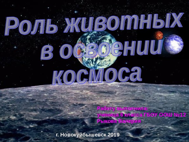 Работу выполнила: ученица 6 класса ГБОУ ООШ №12 Рыкова Валерия г. Новокуйбышевск 2019