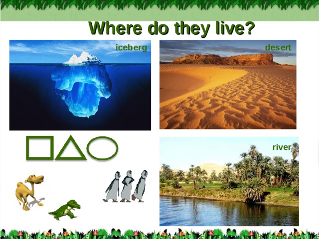 Where do they live? iceberg desert river