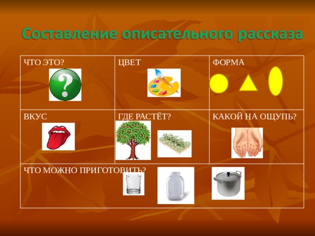 ЧТО ЭТО? ЦВЕТ ВКУС ГДЕ РАСТЁТ? ФОРМА ЧТО МОЖНО ПРИГОТОВИТЬ? КАКОЙ НА ОЩУПЬ?