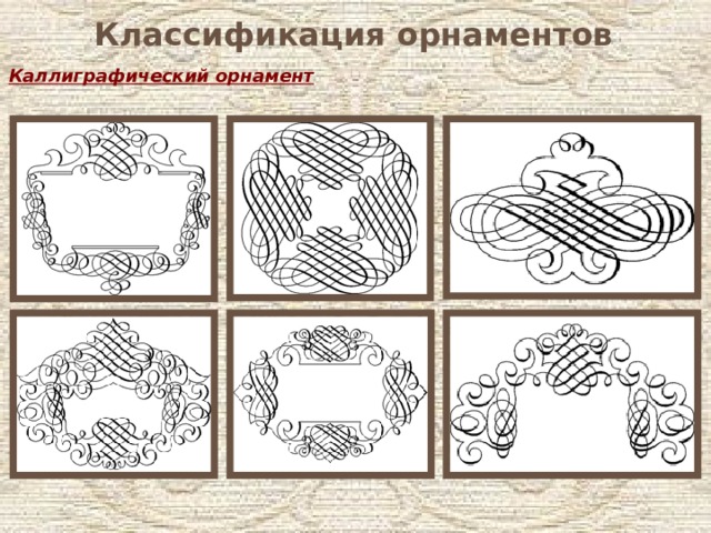Классификация орнаментов Каллиграфический орнамент