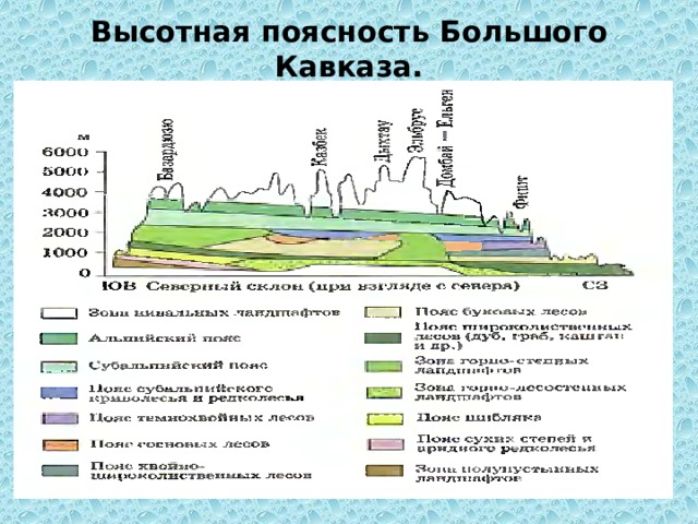 Природные зоны кавказа таблица