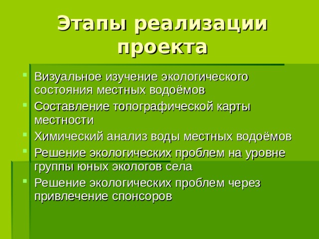 Этапы реализации проекта