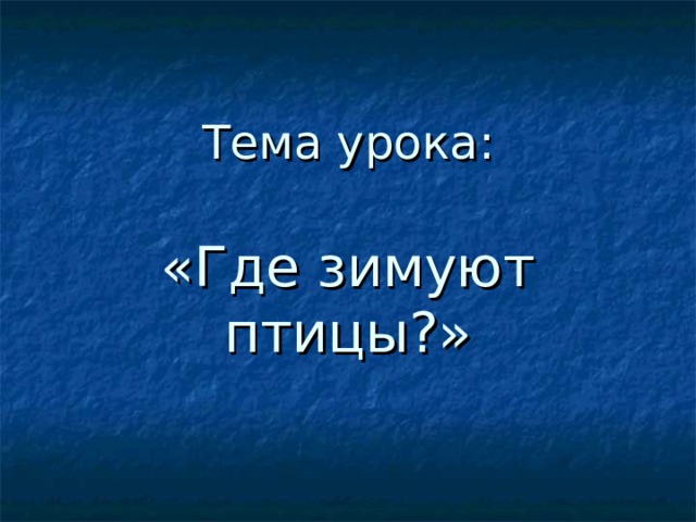 Тема урока:   «Где зимуют птицы?»