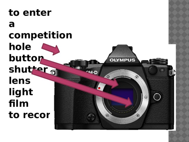 to enter a competition hole button shutter lens light film to record