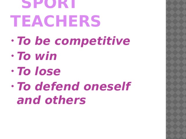 SPORT TEACHERS