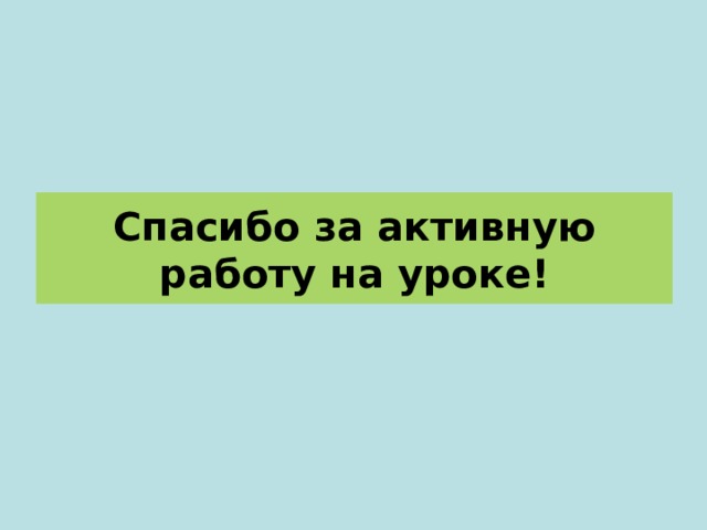 Спасибо за активную работу на уроке!