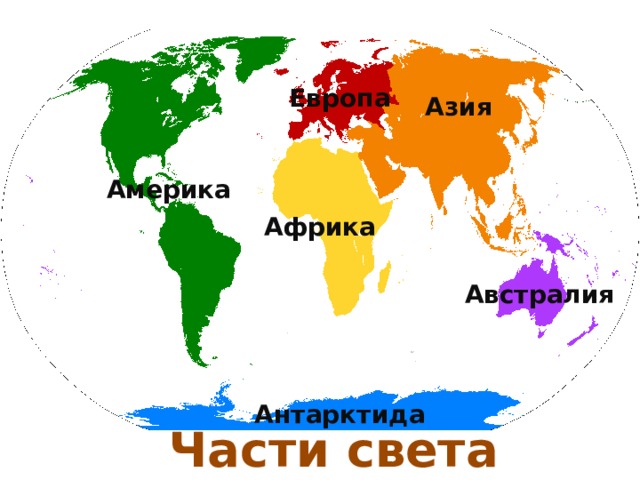 Европа Азия Америка Африка Австралия Антарктида Части света