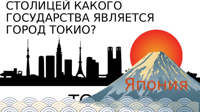Столицей какого государства является город Токио? Япония