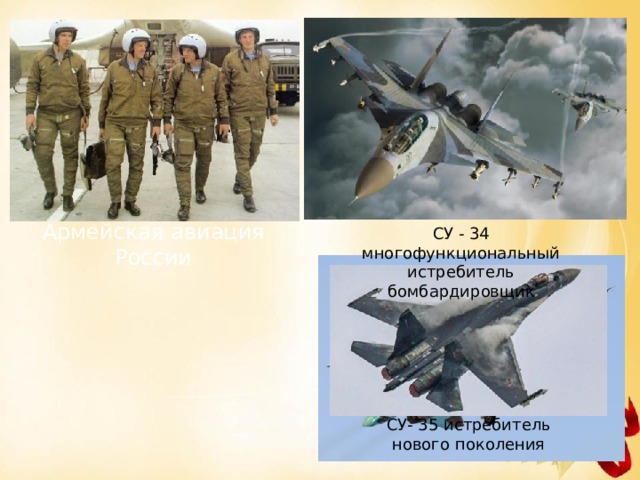 Армейская авиация России СУ - 34 многофункциональный истребитель бомбардировщик СУ- 35 истребитель нового поколения