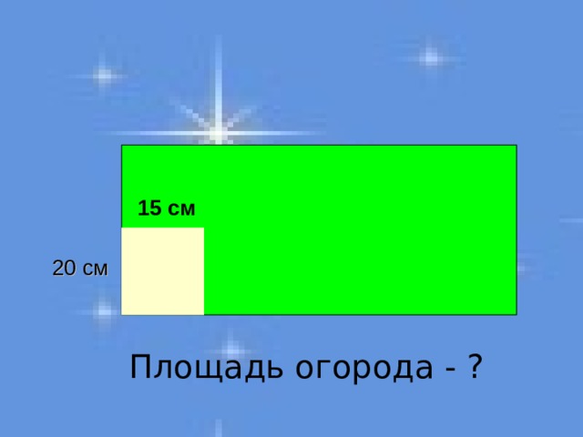 15 см 20 см Площадь огорода - ?