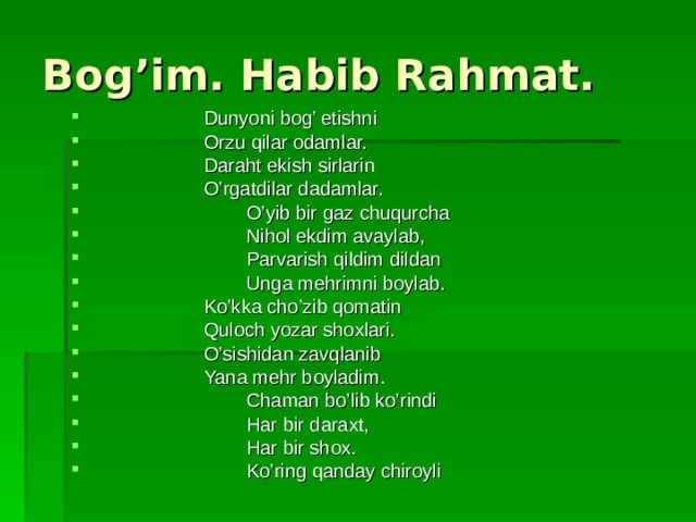 Bog’im. Habib Rahmat.