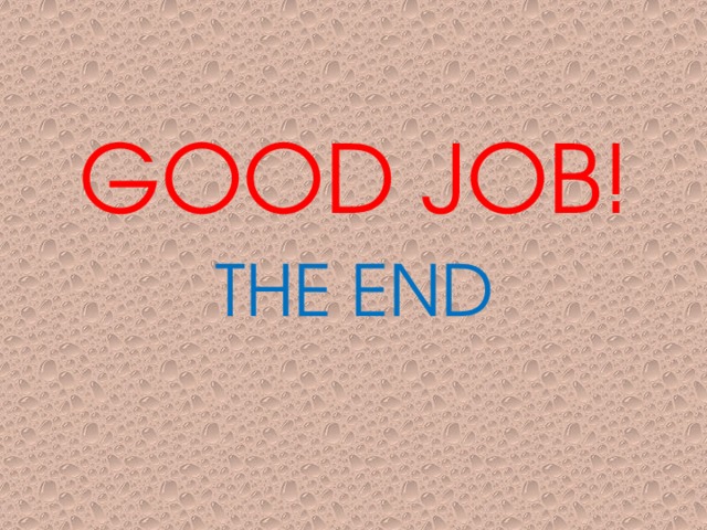 GOOD JOB! THE END