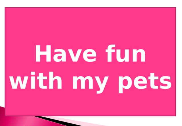 Have fun with my pets     