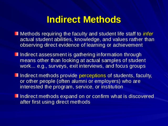 Indirect Methods