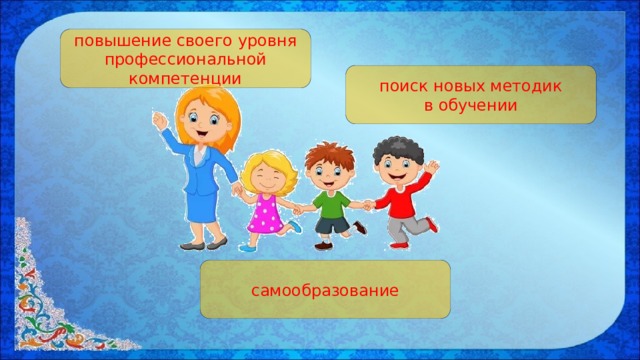 повышение своего уровня профессиональной компетенции поиск новых методик  в обучении самообразование