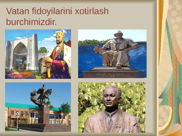 Vatan fidoyilarini xotirlash burchimizdir.