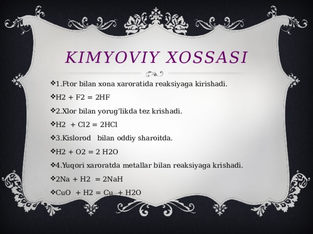 KIMYOVIY XOSSASI