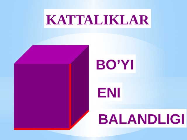 KATTALIKLAR BO’YI ENI BALANDLIGI