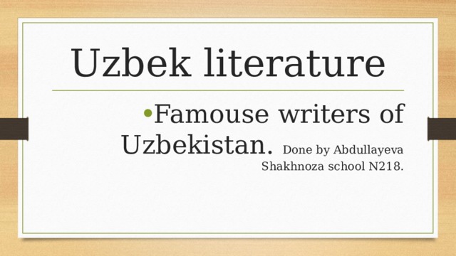 Uzbek literature