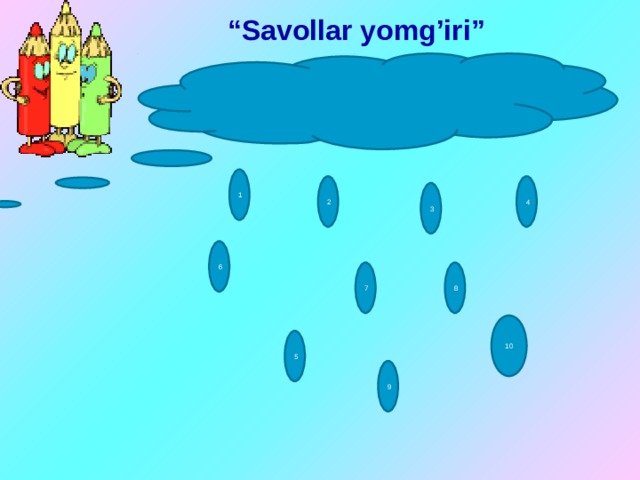 “ Savollar yomg’iri” 1 2 4 3 6 7 8 10 5 9