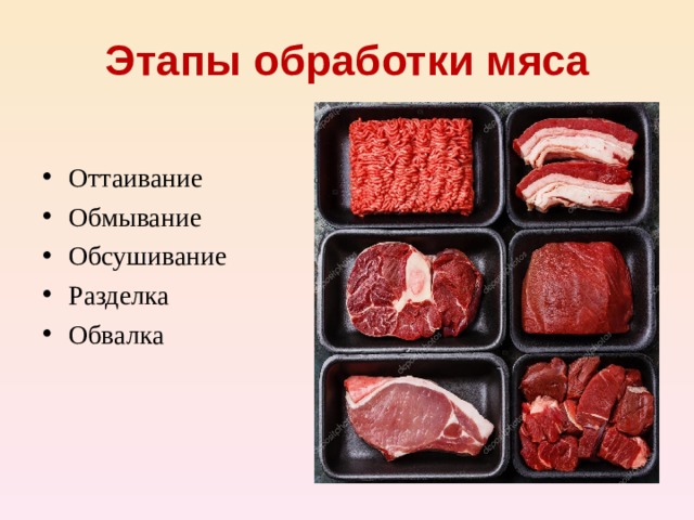 Этапы обработки мяса
