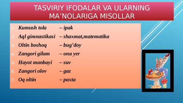 TASVIRIY IFODALAR VA ULARNING MA’NOLARIGA MISOLLAR