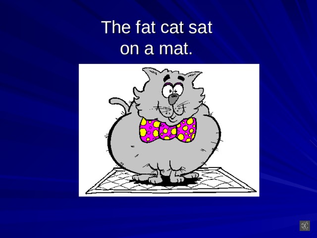 The fat cat sat  on a mat.