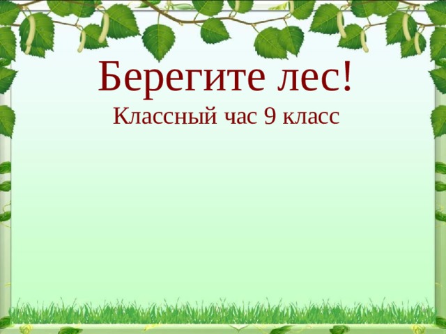 Берегите лес!  Классный час 9 класс