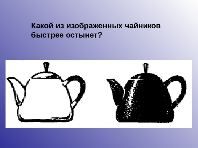 Какой из изображенных чайников быстрее остынет?