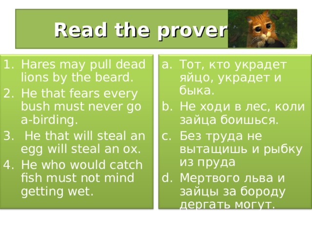 Read the proverbs .