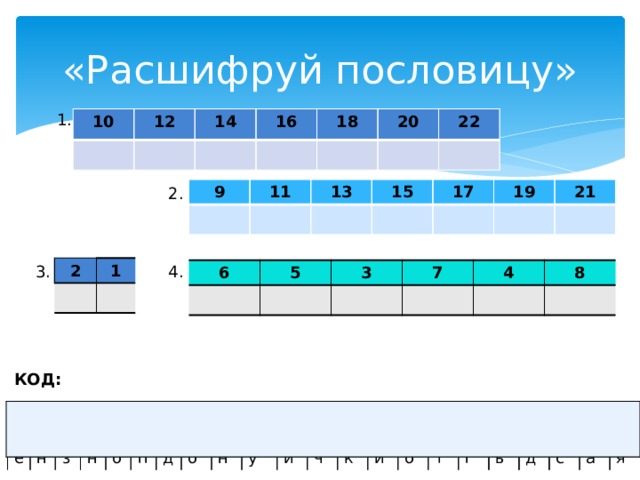 Расшифруй пословицу по картинкам