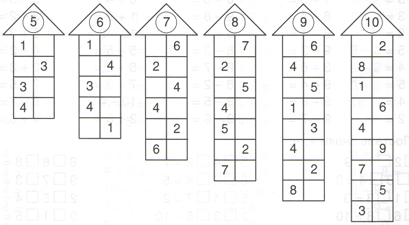 Состав чисел до 10 для 1 класса домики в картинках по математике