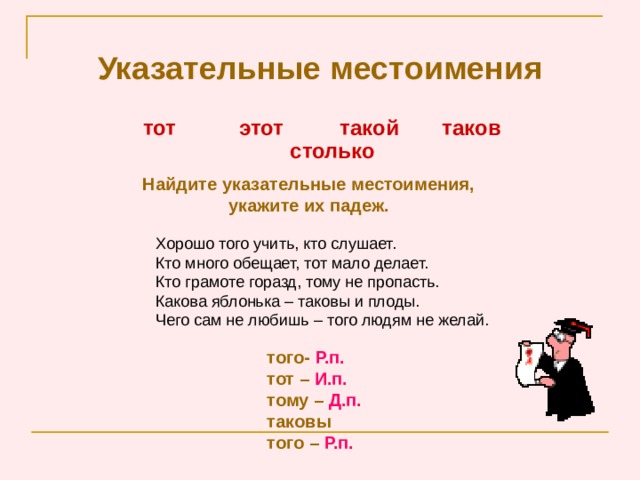 Урок русского языка 6 класс указательные местоимения. Указательные местоимения таблица. Падежи указательных местоимений. Падеж указателтнвх местоим. Указательные местоимения этот тот.