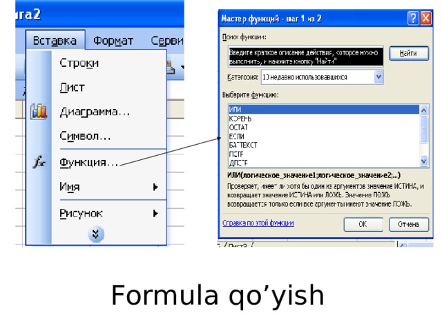 Formula qo’yish